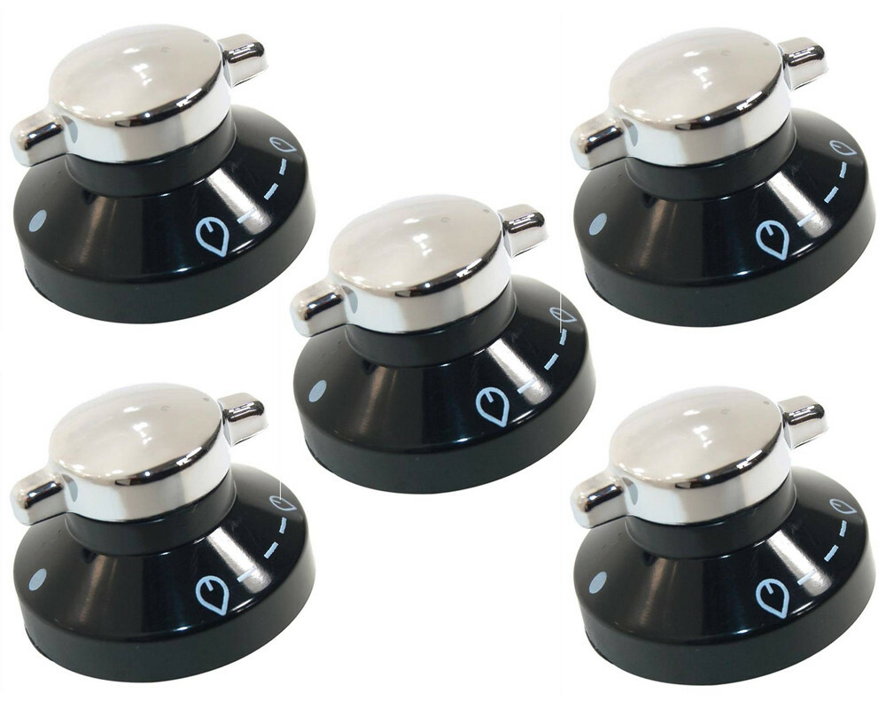 5 x Oven Gas Control Knobs Hob Cooker Switch Chrome Black Silver