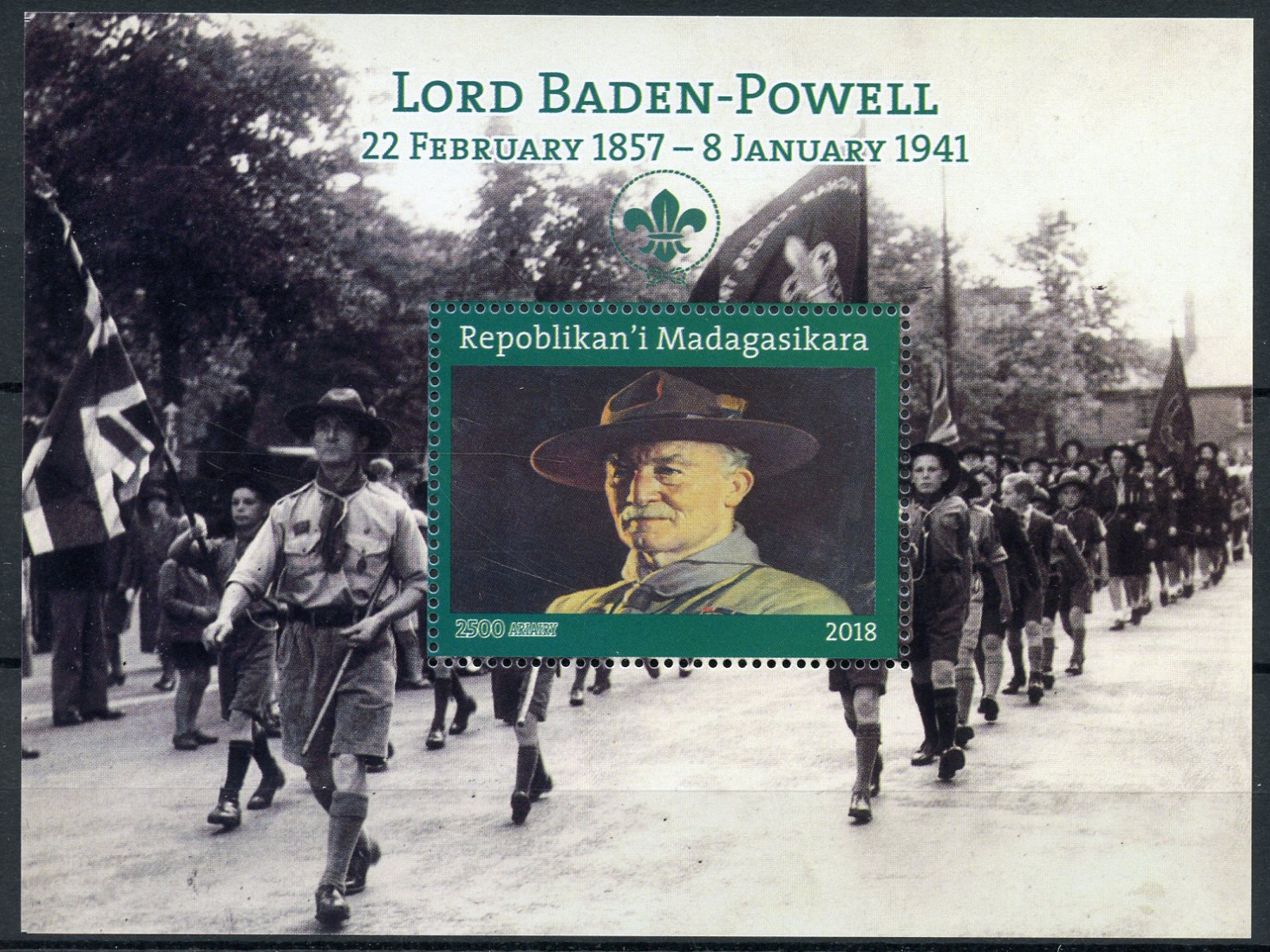 Madagascar Scouting Stamps 2018 MNH Lord Baden-Powell Scouts Fla