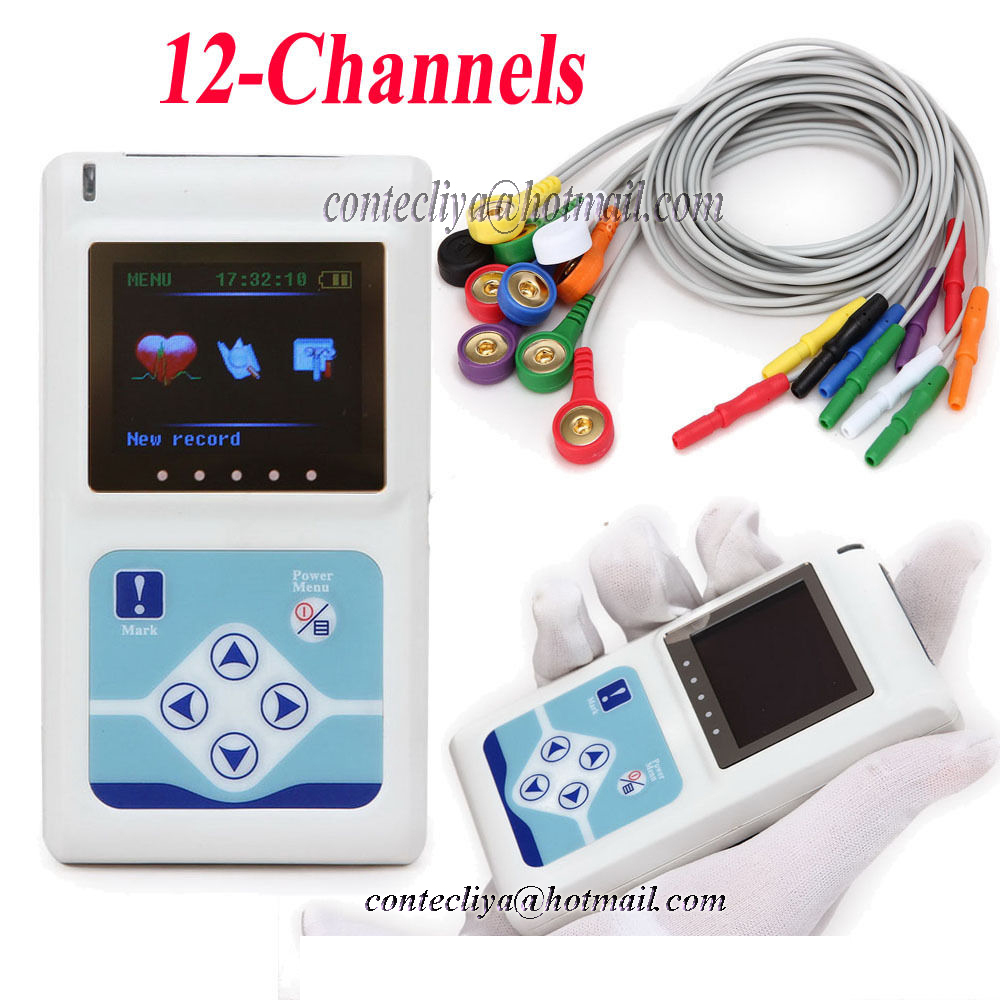 12 Channel ECG Holter ECG/EKG 24H Holter EKG Monitor+ Software,T