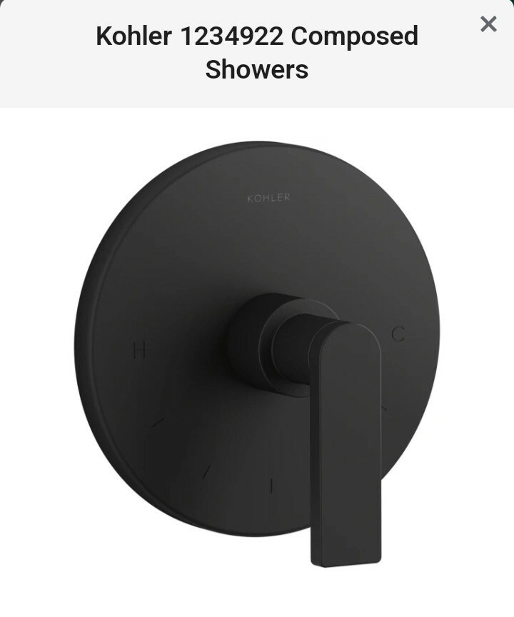 Kohler Shower Matte Black Composed Thermostatic Valve Trim T7313
